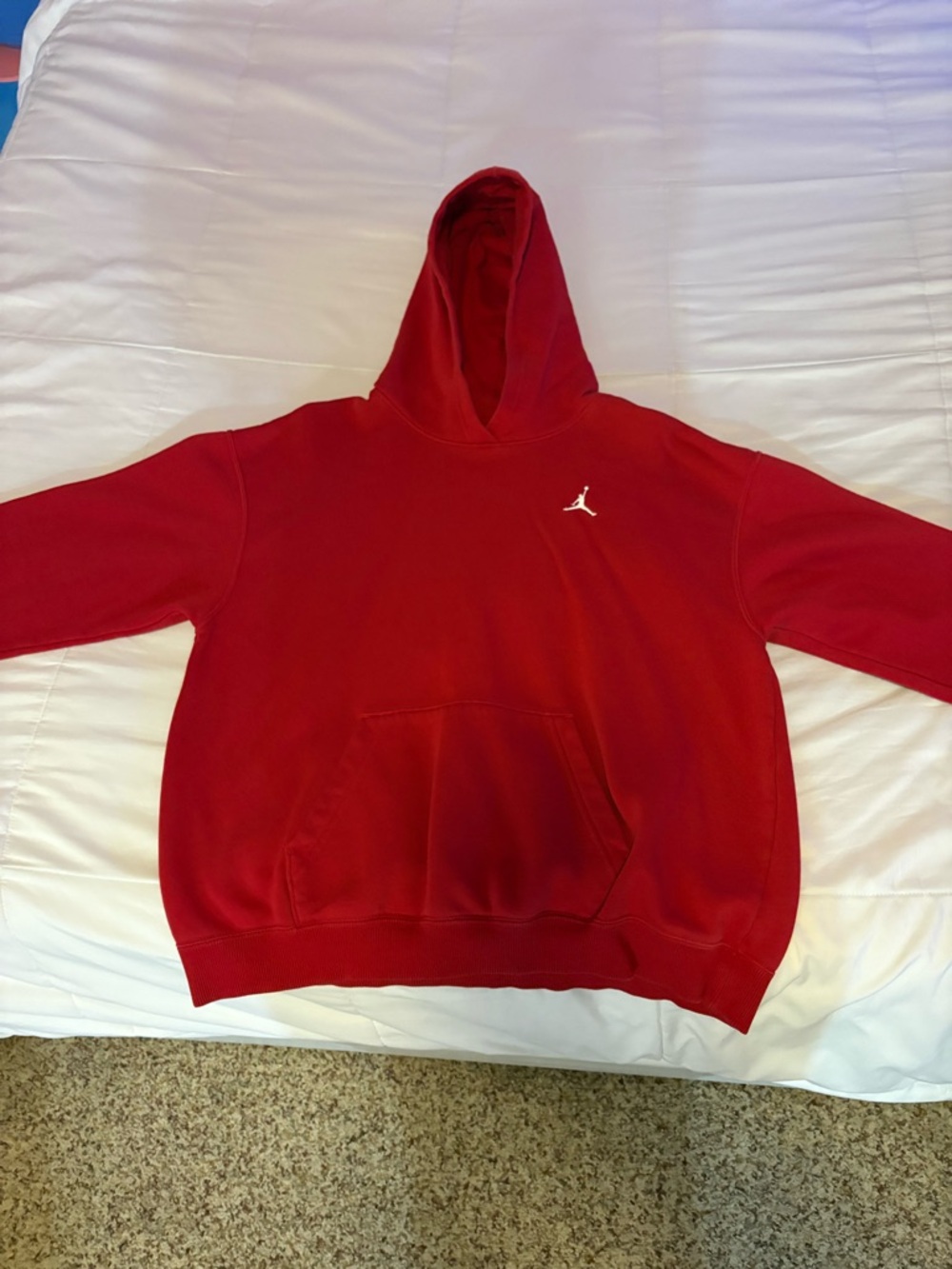 Jordan Red Crewneck Hoodie with White Jumpman